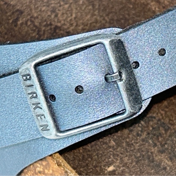 Birkenstock Women's‎ Birko-Flor Gizeh Pewter Blue Sandals Thong Leather 36EU - Picture 11 of 16